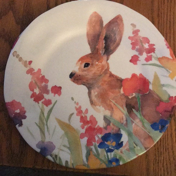 Two Bunny Rabbit Melamine 9” Plates - Picture 2 of 6